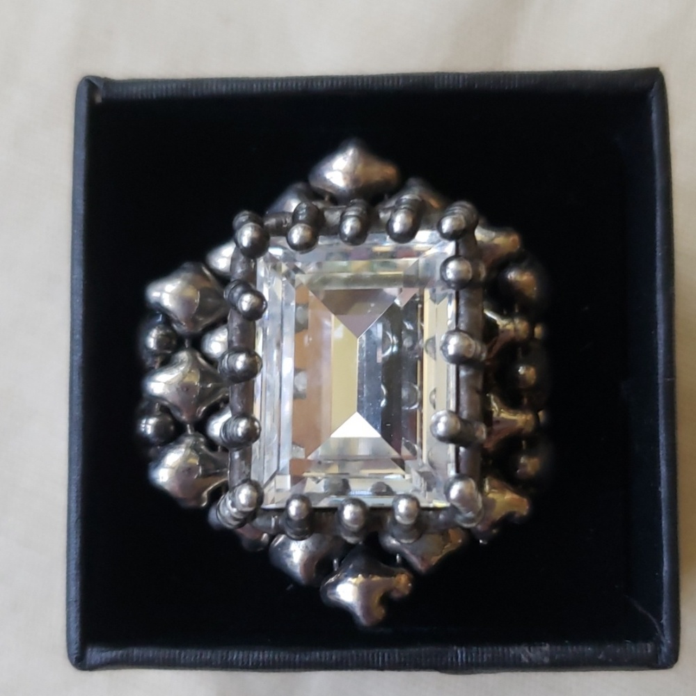 Antique Silver and Crystal Ring